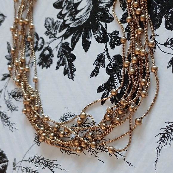 MONET Vintage Feminine Elegant Goldtone Mini Bead Multi-Strand Choker  Necklace - Picture 10 of 10